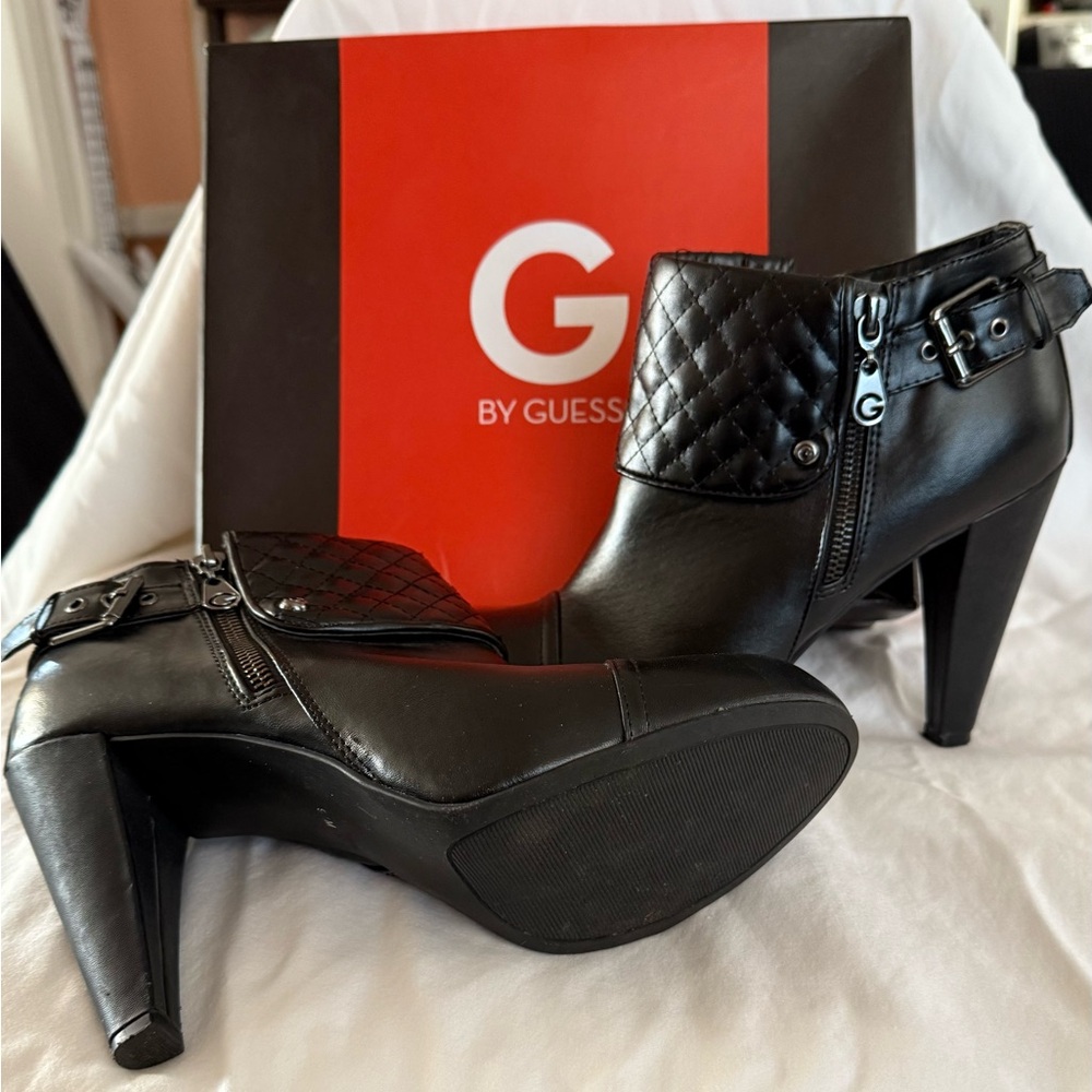 G by Guess Black Quilted Ankle Boots